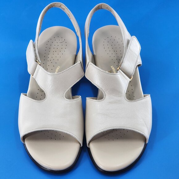 SAS Suntimer Leather Hook & Loop Strap Slingback Sandals Cream - Picture 3 of 7